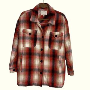 Lucky Brand Women’s Medium Plaid Unisex Red Black Plaid Jacket Autumn